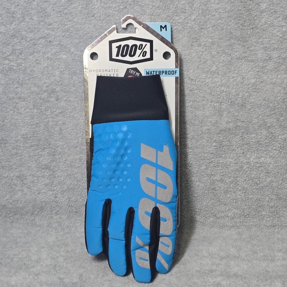 100% Hydromatic Brisker Cycling Gloves Mens Medium Blue Waterproof Softshell